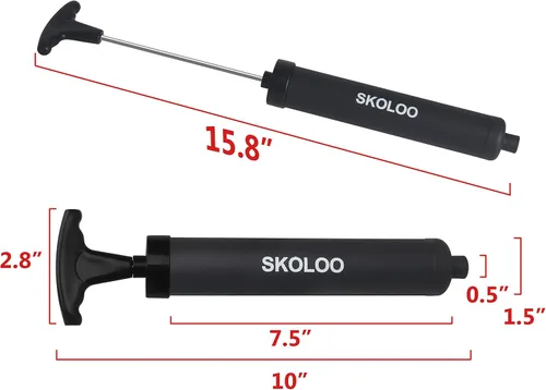 Miniatura 6 de SKOLOO Kit de inflador de bomba de aire portátil de 10 pulgadas con aguja, boquilla, manguera de extensión para fútbol, baloncesto, fútbol