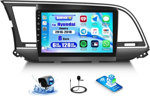 CAMECHO 8 Core 6+128G Android 15 Estéreo de coche para Hyundai Elantra 2016 2017 2018, 9 pulgadas IPS 2.5D Radio de coche con Carplay inalámbrico