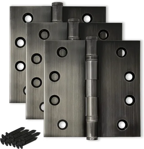 Miniatura 25 de Bisagra negra resistente para puerta, rodamiento de bolas negro mate, 4 x 4 pulgadas, resistente, juego de 2 bisagras de puerta de latón macizo