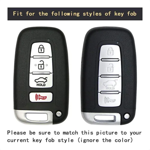 Miniatura 4 de Funda para llavero con cubierta negra Compatible con Hyundai Azera Elantra GT EQUUS Genesis Coupe Santa FE Sonata Tucson Veloster para KIA Borrego