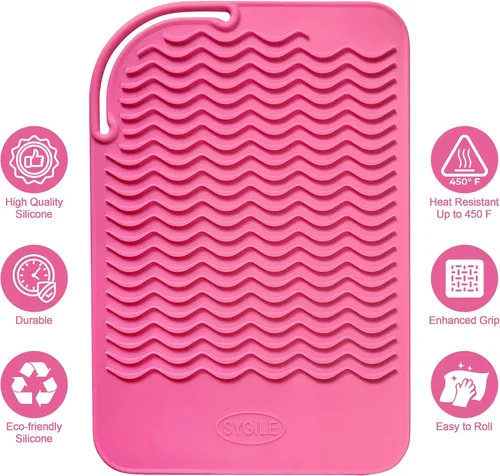 Miniatura 5 de Alfombrilla de viaje de silicona resistente al calor de 11 x 7.5 pulgadas, almohadilla anticalor para alisadores de cabello, rizadores, planchas