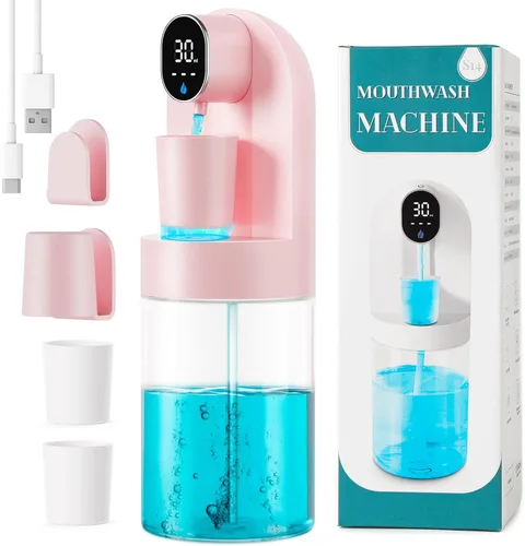 Dispensador automático de enjuague bucal para baño, dispensador inteligente de enjuague bucal de 21.12 onzas sin contacto, juego de accesorios de