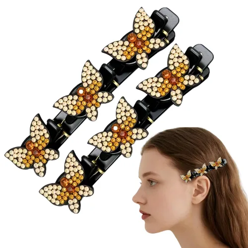 Miniatura 9 de Pinzas de pelo trenzadas con piedra de cristal brillante, pinza para el cabello para mujer, pinzas de pelo corto con pico de pato, clip de pelo