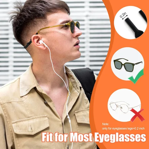 Miniatura 4 de 18 correas para lentes para niños, 18 ganchos grandes para gafas y 2 paños de vidrio, diseño elástico ajustable, cómodo y antideslizante, adecuado