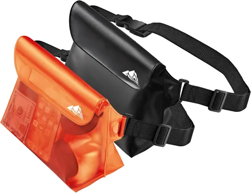 Miniatura 13 de HEETA Paquete de 2 bolsas impermeables con correa para la cintura, bolsa seca táctil con cinturón ajustable para teléfono, objetos de valor