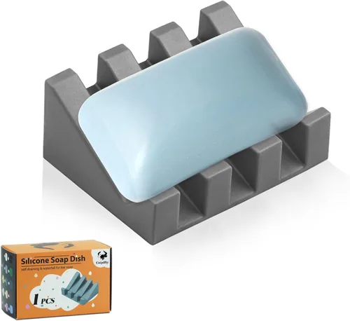 Miniatura 19 de Jabonera Autodrenante con Soporte, Jabonera de Silicona, para Baño, Cocina, Esponjas, Puede Extender la Vida del Jabón, Mantiene las Barras de Jabón