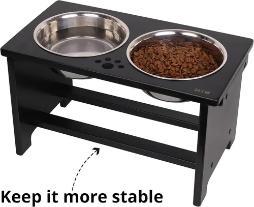 Miniatura 4 de HTB Cuencos elevados para perros, soporte elevado para perros con 2 cuencos de acero inoxidable, cuencos elevados para perros grandes, medianos
