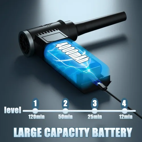 Miniatura 7 de Meudeen Soplador de Aire Eléctrico Inalámbrico: soplador ajustable de 4 velocidades de alta velocidad de 120,000 RPM, limpiador de polvo con batería
