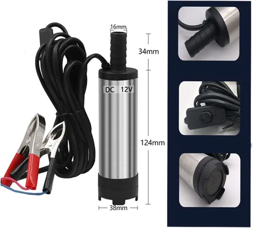 Miniatura 3 de Bomba sumergible pequeña ajustable de 12 V 24 V CC combustible agua aceite camping pesca bomba de transferencia sumergible (carpeta de 12 V 1.496 in)
