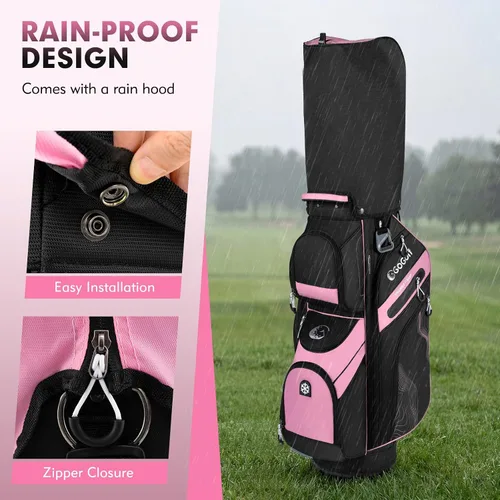 Miniatura 4 de Tangkula Bolsa de carrito de golf con divisores de longitud completa de 14 vías, 6 bolsas moldeadas con cierre superior de golf con 11 bolsillos