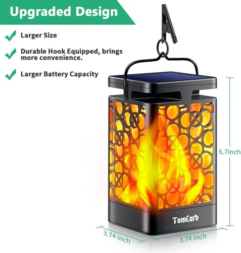 Miniatura 7 de TomCare Luces solares mejoradas, linterna solar parpadeante, linterna colgante al aire libre, iluminación decorativa, alimentada por energía solar