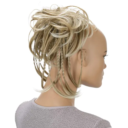 CAISHA Prettyshop - Banda elástica grande XXL tipo postizo de cabello trenzado apenas ondulado, ideal para peinados recogidos o rodetes desaliñados,