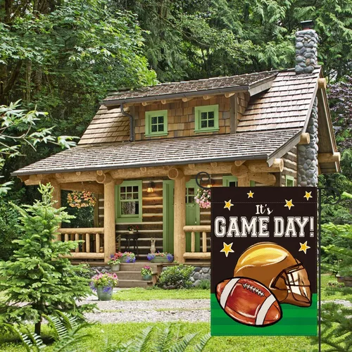 Miniatura 4 de AVOIN colorlife Bandera de jardín de fútbol con texto en inglés «It's Game Day» de doble cara, bandera para exteriores con texto en inglés «It's