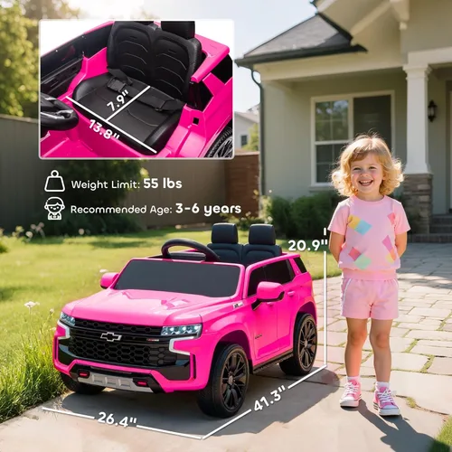 Miniatura 7 de Aosom - Automóvil de paseo con licencia Chevrolet Tahoe, juguete eléctrico con batería de 12 V y 7 AH, con control remoto para padres, luces LED