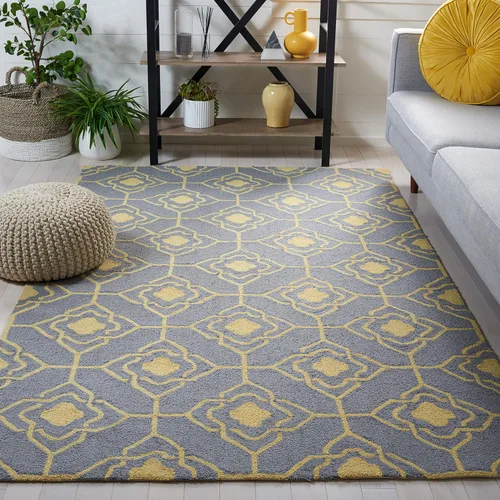 Miniatura 16 de SAFAVIEH Four Seasons Collection FRS233F FRS233F - Alfombra de pasillo floral con gancho a mano, 2 pies 3 pulgadas x 8 pies, color gris y dorado
