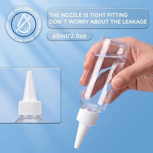 Miniatura 4 de TRENDBOX Aplicador de botellas de plástico transparente de 2 onzas con tapa superior giratoria sin BPA para aceites y líquidos para el cabello