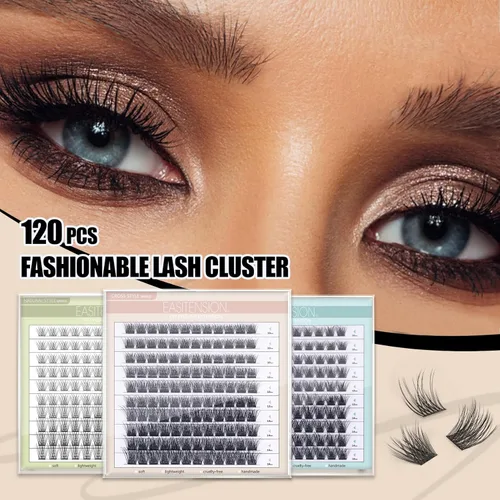 Miniatura 8 de Extensiones de Pestañas DIY Racimos de Pestañas 120 Racimos Pestañas Postizas Efecto 3D Pestañas Individuales Naturales Juego en Casa Kit