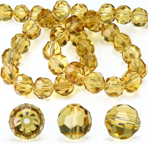 Miniatura 25 de Dowarm 100 cuentas redondas de cristal de 0.315 pulgadas para la fabricación de joyas, cuentas de cristal Rondelle facetadas para manualidades
