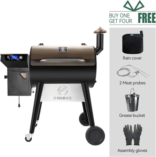 Miniatura 3 de Z GRILLS Parrilla y ahumador eléctrico de pellets de madera 8 en 1 con controlador PID V3.0, LCD, 697 pies cuadrados, sondas de carne, limpieza