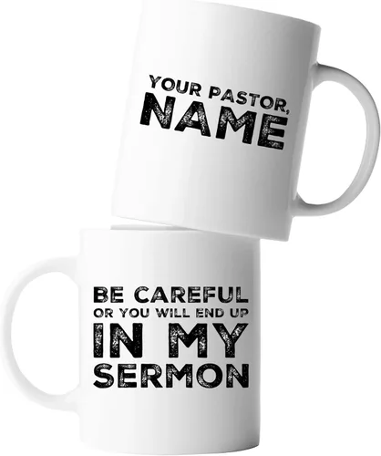 Miniatura 8 de Regalo de pastor, taza de pastor, sé cuidadoso o terminarás en mi sermón, taza de ministro, apreciación de predicador, ordenación sarcástica, taza