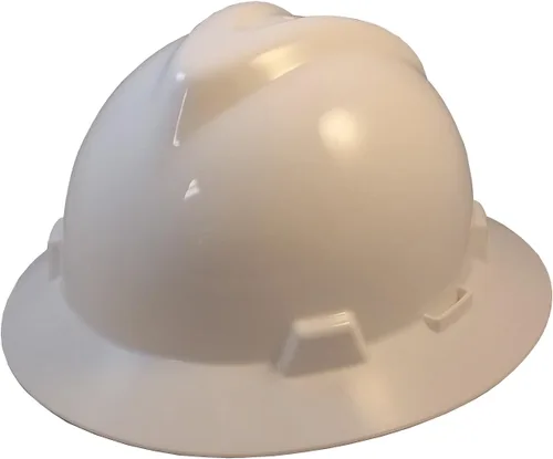MSA V-Gard - Sombreros de ala completa con suspensiones FasTrac III con práctica bolsa de mano Blanco