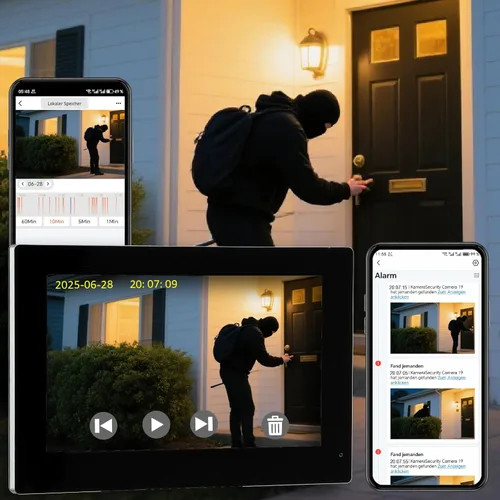 Miniatura 3 de Timbre de video de 1080p con sistema de monitor, portero de video WiFi 1080FHD cámara de metal, 7 pulgadas dos monitores con tarjeta de 32 GB