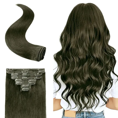 Miniatura 31 de 8Pcs Clip in Hair Extensions Real Human Hair, 140G 18 Inch Ash Blonde Mix Bleach Blonde 18P613