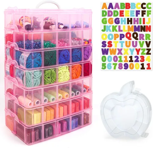 Miniatura 10 de INSCRAFT - Contenedor apilable de almacenamiento de 7 capas, 70 compartimentos ajustables (Azul) Contenedor apilable de almacenamiento, perfecto