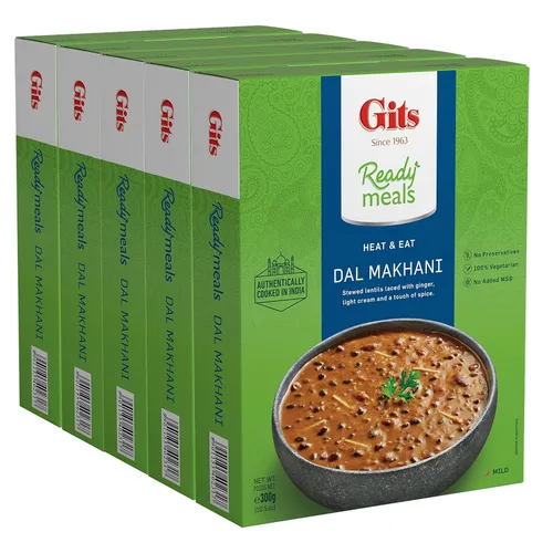 Gits Dal Makhani listo para comer, lentejas negras y rojas indias cocidas en Tandoor durante 12 horas cocidas a fuego lento en un tomate espeso y