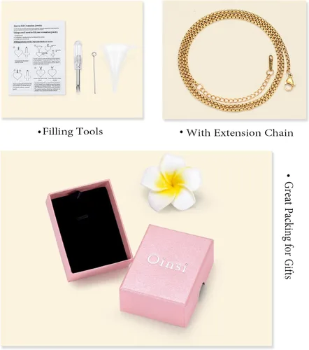 Miniatura 7 de Collar con medallón de cremación conmemorativa con corazón eterno con mini urna para cenizas de seres queridos