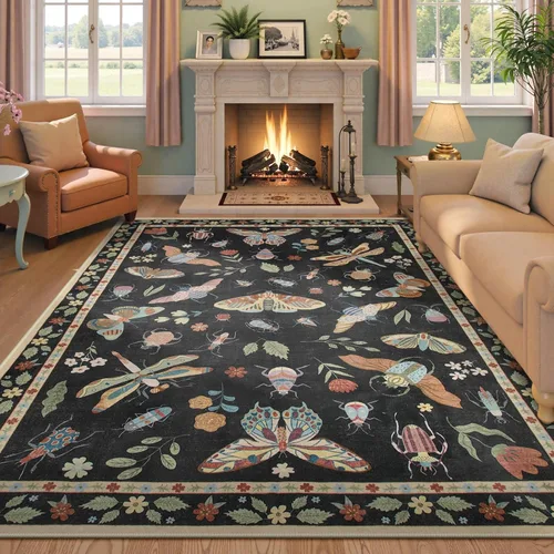 Miniatura 14 de Beeiva Alfombra Lavable para Pasillo 2x6 pies - Beige Vintage Resistente a Manchas Alfombra Floral para Cocina, Alfombras Bohemias