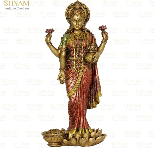 Miniatura 2 de Murti de bendición de diosa Lakshmi de pie de 10 pulgadas Maa Laxmi Bendición para Pooja Room Mahalaxmi Estatua para el hogar, templo, mandir