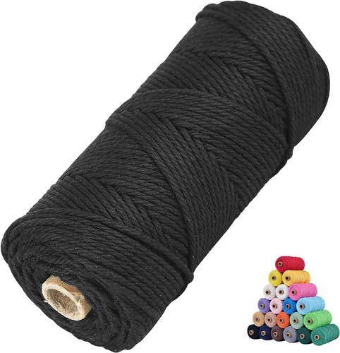 Miniatura 45 de Cuerda de algodón para macramé, de 0.11 pulgadas x 109 yardas, cuerda de macramé natural marrón, suministros perfectos de algodón para hacer