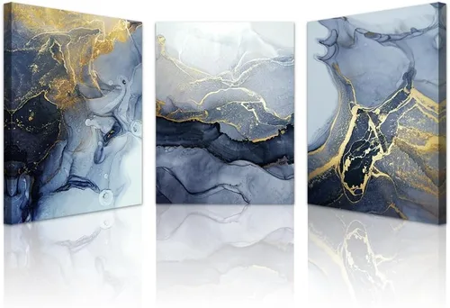 Lapremoly Arte de Lienzo Abstracto para Pared - Decoración para Dormitorio, Sala de Estar, Oficina y Baño - Juego de 3 Piezas (12 x 16 pulgadas)