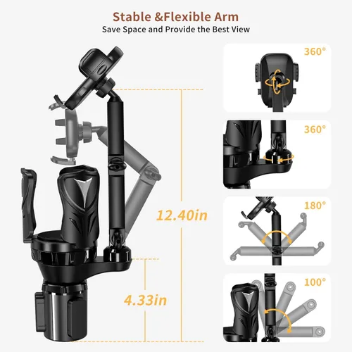 Miniatura 5 de Soportes para teléfono para tu automóvil, expansor ajustable para portavasos del coche con agarre de goma, sujeción segura, uso en múltiples