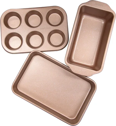 Miniatura 3 de casaWare Juego de 3 piezas de horno tostador (granito oro rosa)