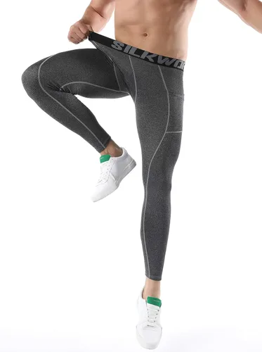 Miniatura 37 de SILKWORLD Paquete de 1 a 3 pantalones de compresión para hombre, con bolsillos, leggings de gimnasio y secado fresco