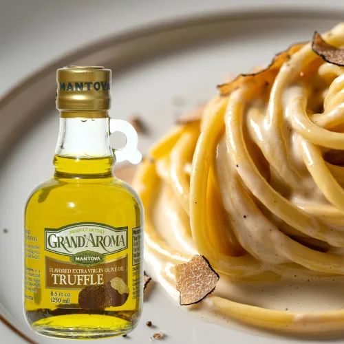 Miniatura 7 de Mantova Grand'Aroma Aceite de oliva virgen extra con sabor a trufa, fabricado en Italia, prensado en frío, 100% natural, aceite de cocina saludable