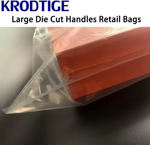 Miniatura 7 de Paquete de 50 bolsas de plástico transparente extra grandes de 26 x 26 pulgadas con asas, feria comercial, recuerdos de fiesta y múltiples ocasiones