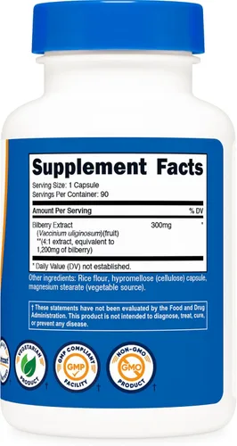 Miniatura 5 de Nutricost Cápsulas de Arándano Azul Equivalente a 1200mg (90 Cápsulas Vegetarianas) - Sin Gluten y Sin OGM