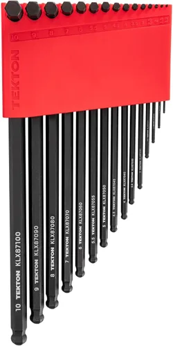 Miniatura 10 de TEKTON Juego de llaves en L hexagonales de extremo de bola de brazo corto con soportes, 28 piezas (0.050-3/8 pulgadas, 0.051-0.394 in) KLX91312