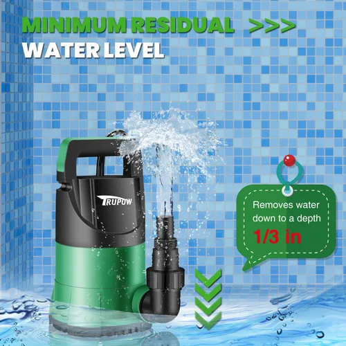 Miniatura 4 de TRUPOW Bomba de sumidero de 1 HP Bomba de agua sumergible 3981 GPH Bomba eléctrica termoplástica portátil para piscina, jardín, sótano, tina