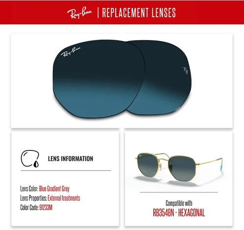 Miniatura 2 de Ray-Ban Original HEXAGONAL RB3548N Replacement Lenses + Bundle with Designer iWear Eyewear Care Kit