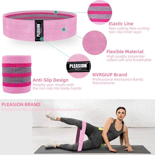 Miniatura 4 de Bandas de resistencia de tela para entrenar, 5 niveles de bandas de glúteos para mujeres y hombres, bandas de tela para ejercicio, bandas