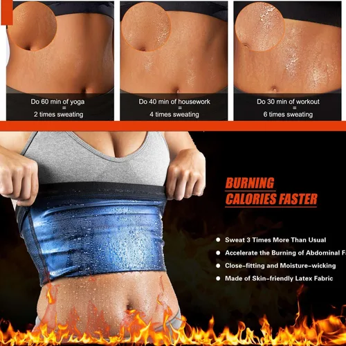Miniatura 3 de REMEBSWEAT Faja reductora de cintura para mujer, cinturón de sauna para entrenamiento de cintura, sin neopreno, cinturón adelgazante de sauna