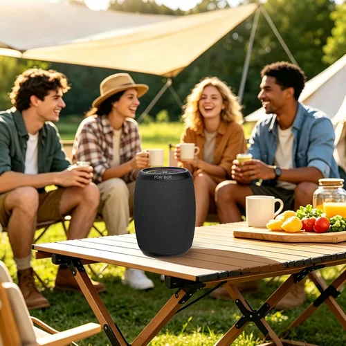 Miniatura 9 de Altavoz Bluetooth, altavoz inalámbrico portátil con potente sonido estéreo fuerte, BT5.3, IPX5 impermeable, emparejamiento TWS, para fiestas en casa