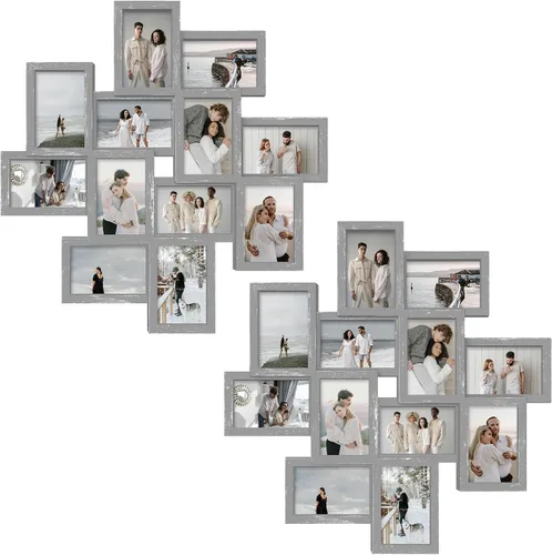 Miniatura 10 de JERRY & MAGGIE - Portarretratos múltiple de 24 x 24 pulgadas, en PVC para pared, para fotografías de 6 x 4 pulgadas, 12 portarretratos, varios Dorado