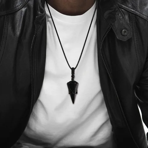 Miniatura 3 de Top Plaza - Collar ajustable con dije de piedra natural puntiaguda de sanación Reiki de 6 caras tipo péndulo joyería para mujeres y hombres