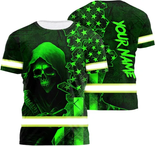 Miniatura 17 de Maddly Ropa de trabajo de seguridad con calavera de alta visibilidad con la bandera de EE. UU., nombre personalizado para trabajadores, corredores