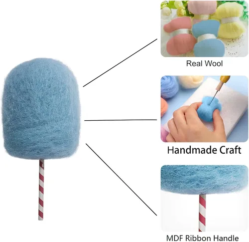 Miniatura 4 de Paleta de lana de fieltro, adornos colgantes para árbol de Navidad, hechos a mano, paleta de lana de fieltro rosa, blanco, azul, adornos de Navidad